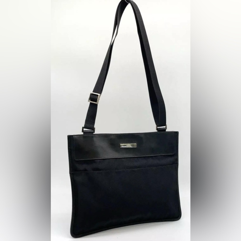 Authentic GUCCI Nylon Leather Black Crossbody Shoulder Bag- Free Gift W/Purchase